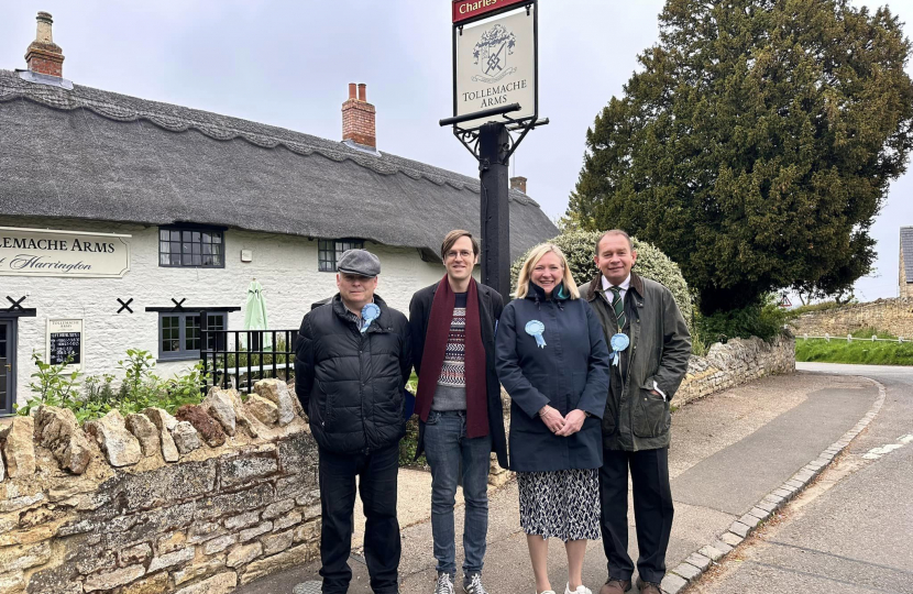 Local Conservatives outside Tollemarche Arms in Harrington Northamptonshire with Philip Hollobone MP.